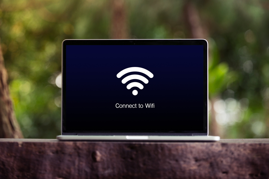 Connecting to wifi on the laptop / computer screen. Wifi symbol. wifi icon